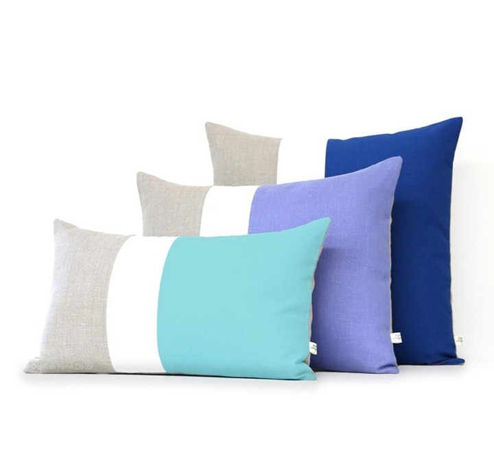 Cream and Natural Linen Block Pillowcase - Home Decor