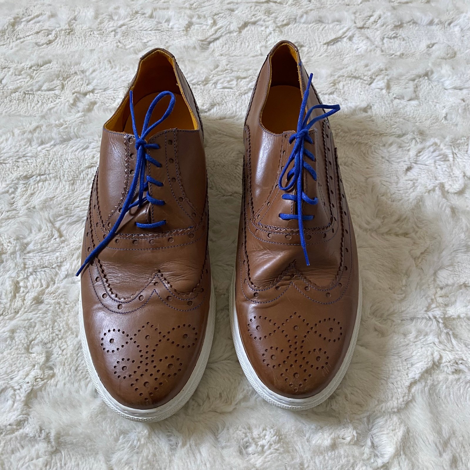 Undandy Men's Size 45 US 11 Brown Leather Oxford Sneakers