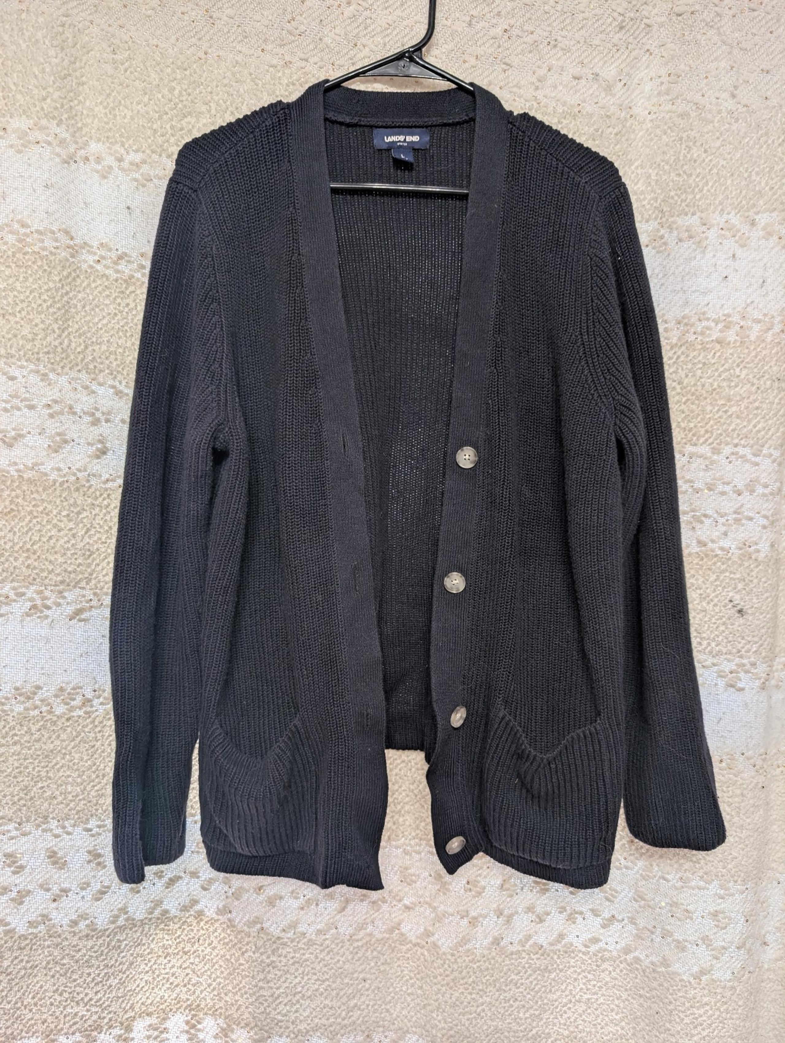 Lands end women's black cardigan