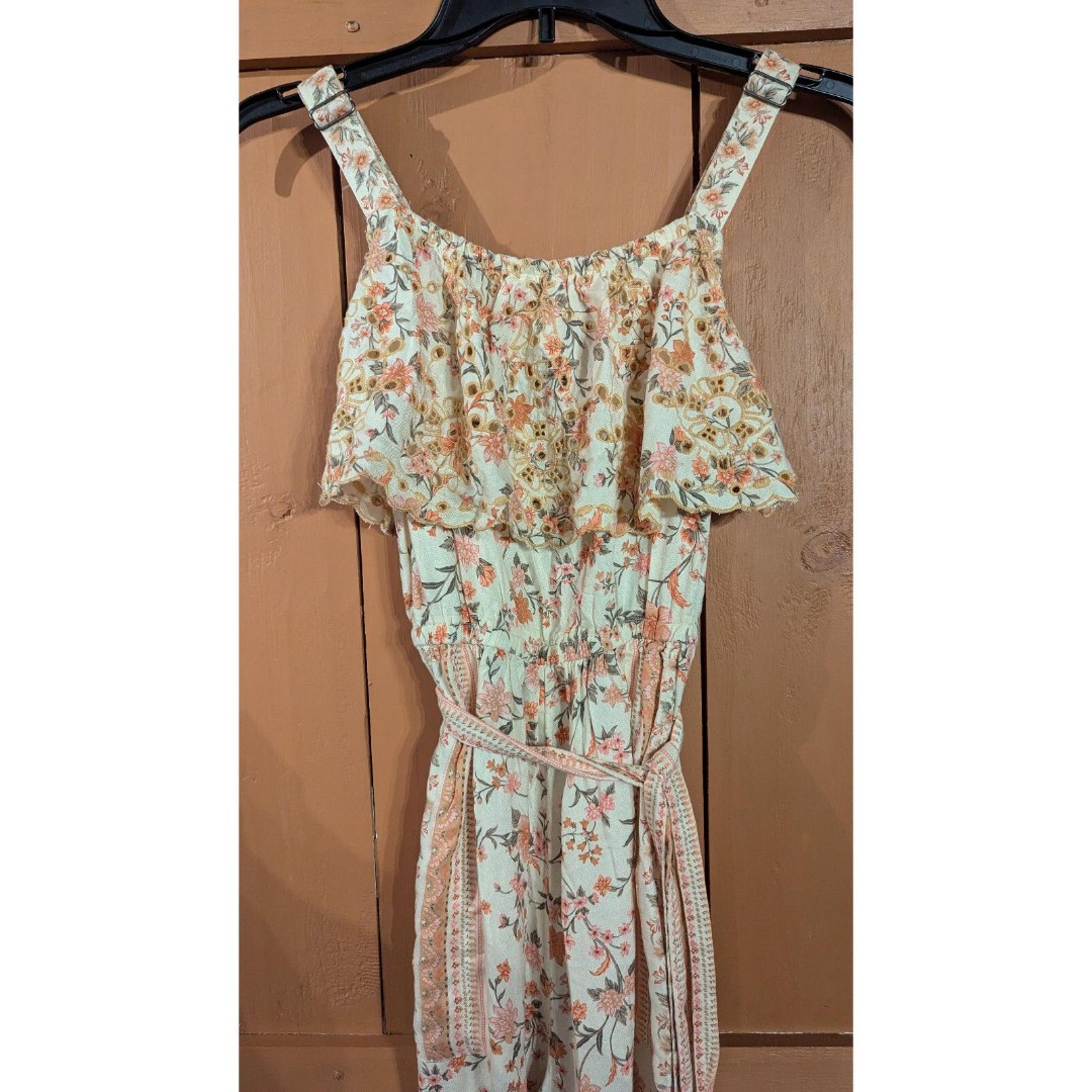 American Eagle Women's Jumpsuit Beige Pink Floral Romper Pockets | Size XS