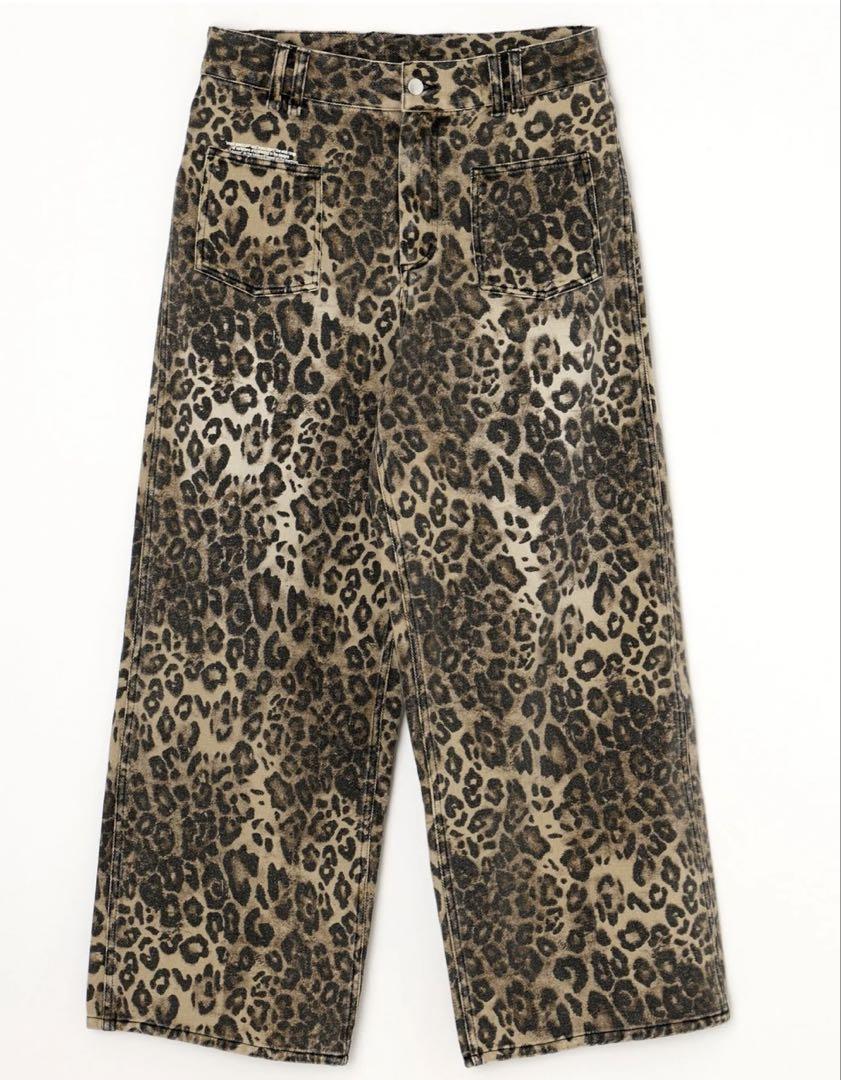 beeden LEOPARD PRINT WIDE STRAIGHT PANTS