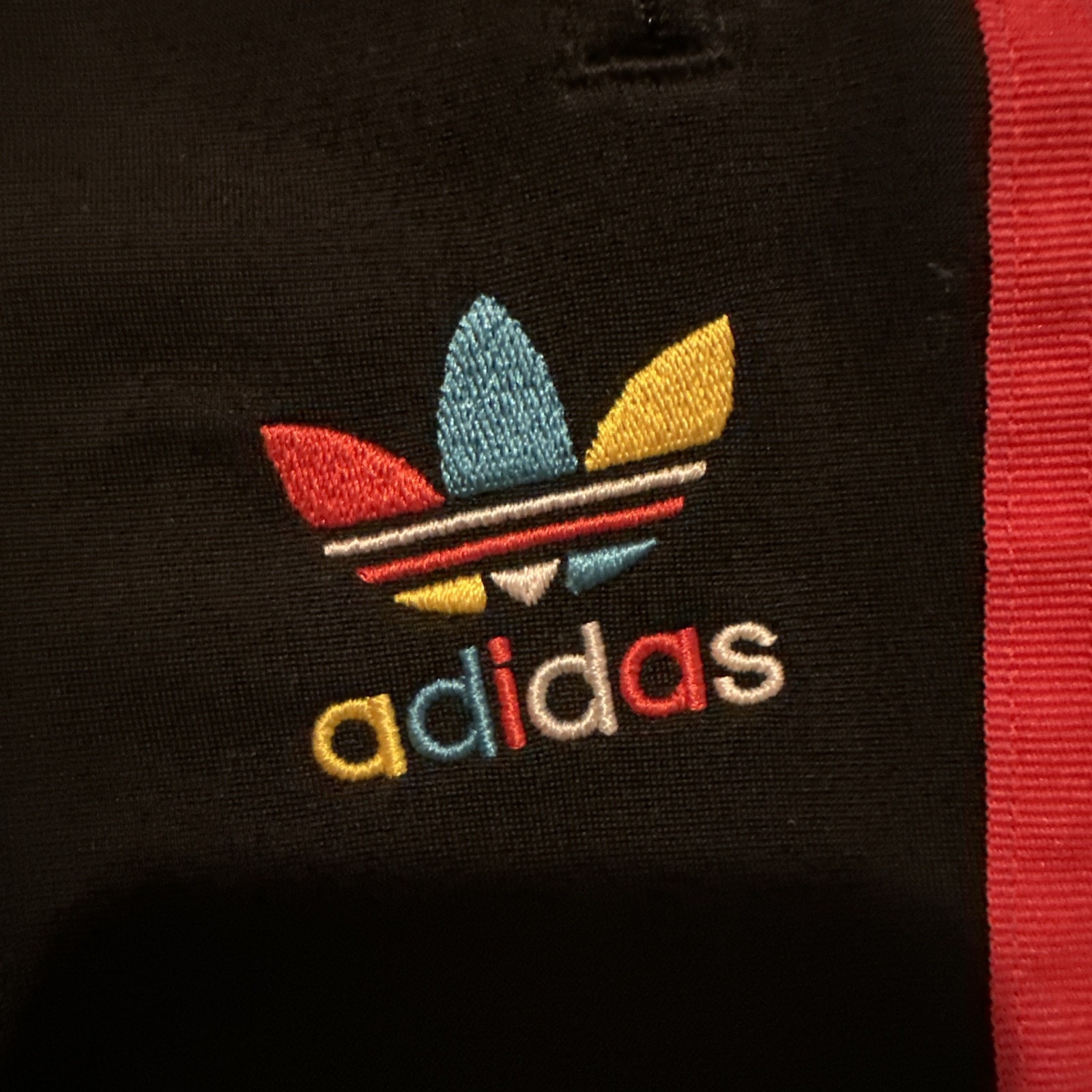 Adidas Originals Men’s Track Pants Black Rainbow Stripe Trefoil Logo Size M