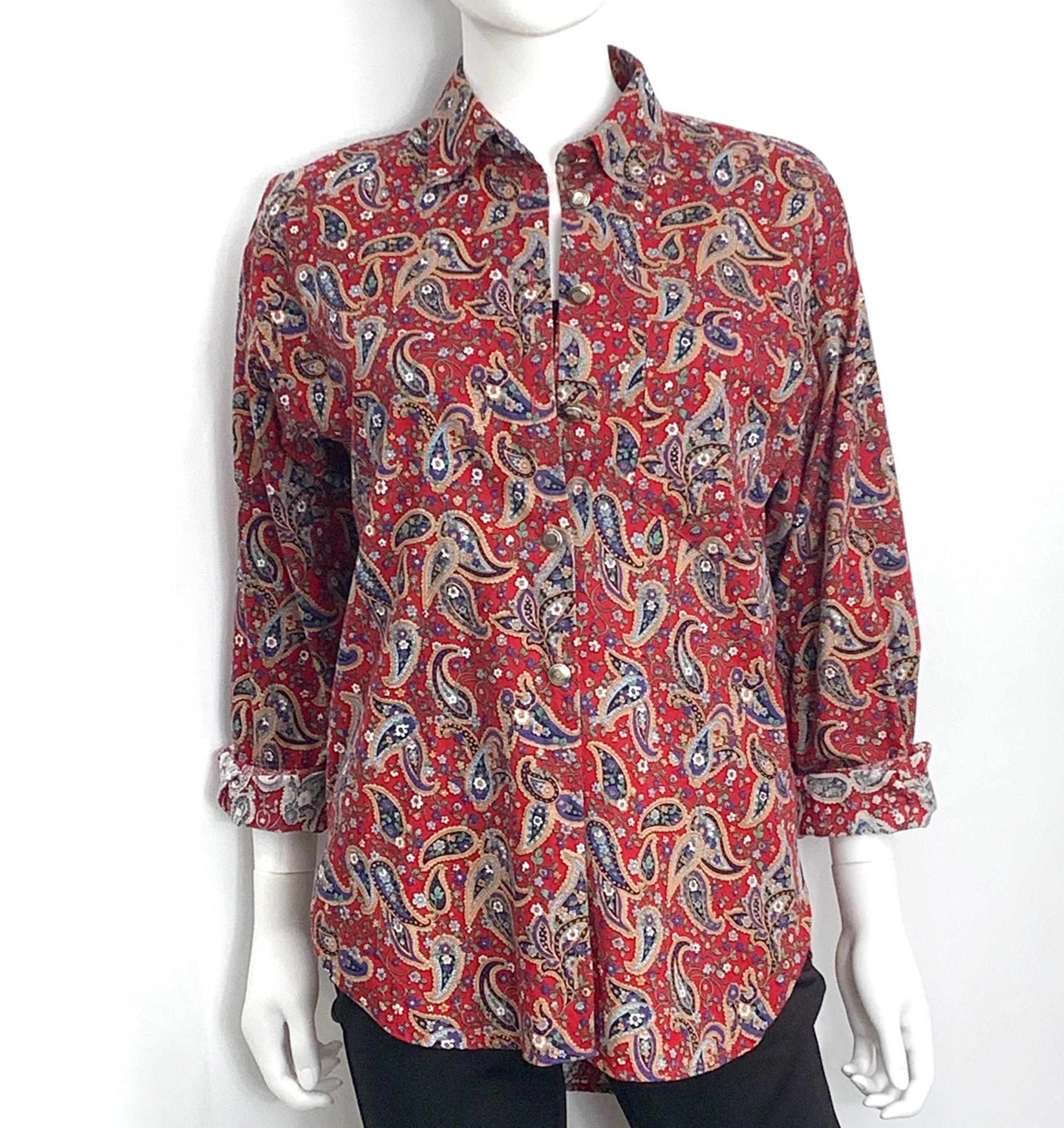 Vintage Lucia Paisley Shirt / Button Down Collared Top