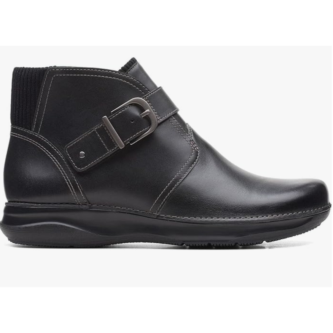 Clarks - Womens Appley Mid Shoes, Color Black Leather, Size: 6 M US