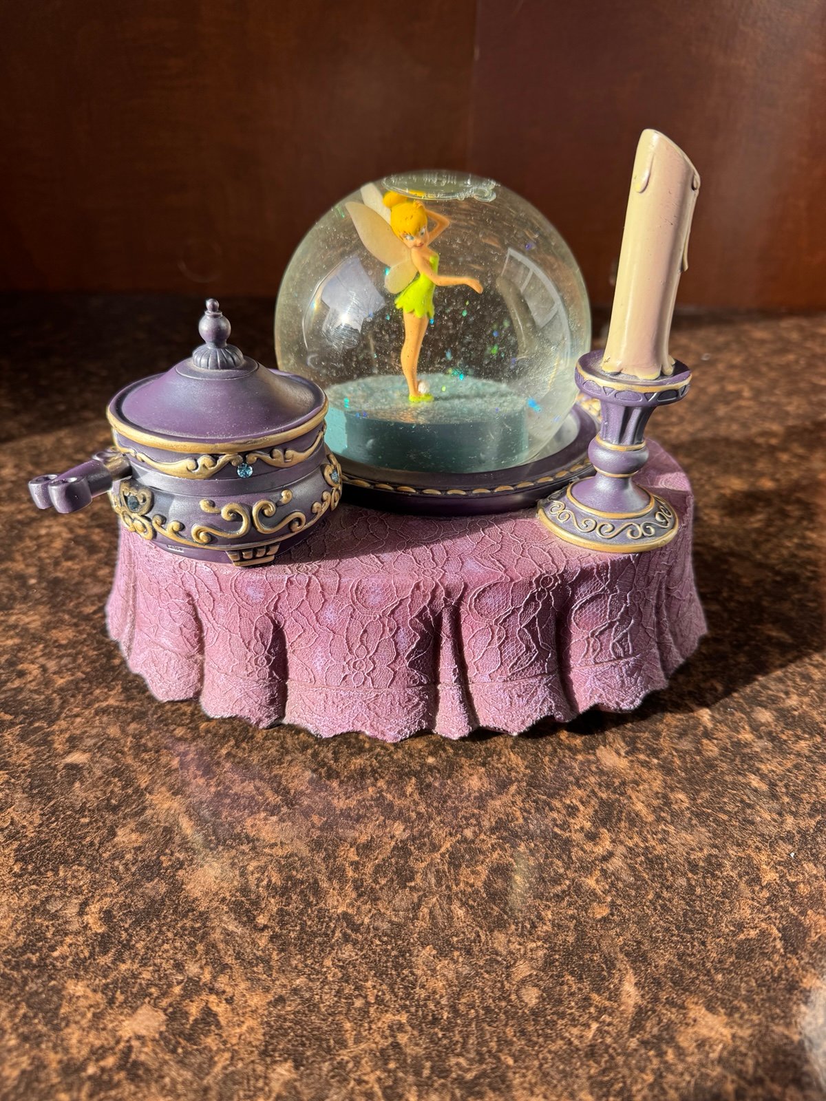 VINTAGE RARE Tinkerbell On Vanity Snowglobe, Musical, Wind up