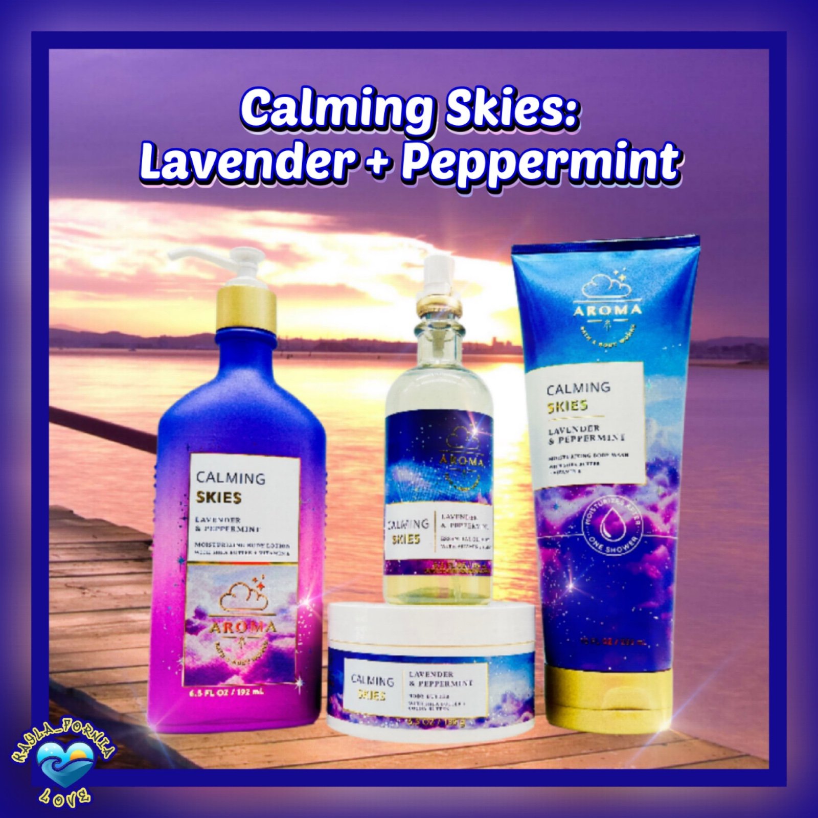 BBW ♥︎Calming Skies: Lavender + Peppermint ♥︎ 4 pc body care set