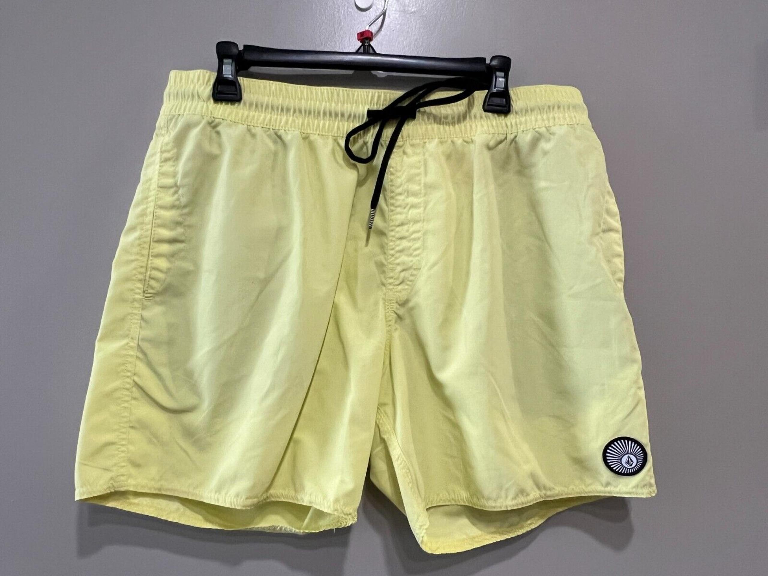Volcom Men's Lido Solid 16" Yellow Surf Swim Trunks Size X Large