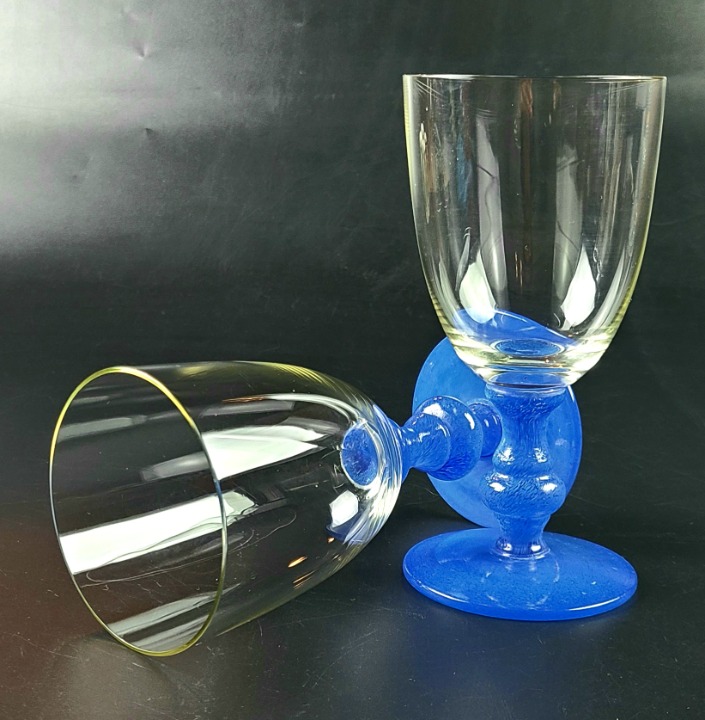 Vintage Villeroy & Boch Isabelle Blue Water Goblets - Set of 2 -Discontinued