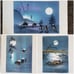 Bundle of 3 Vietnamese Silk Watercolor Paintings of Tranquil Moonlight Scenes