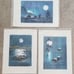 Bundle of 3 Vietnamese Silk Watercolor Paintings of Tranquil Moonlight Scenes
