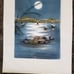 Bundle of 3 Vietnamese Silk Watercolor Paintings of Tranquil Moonlight Scenes