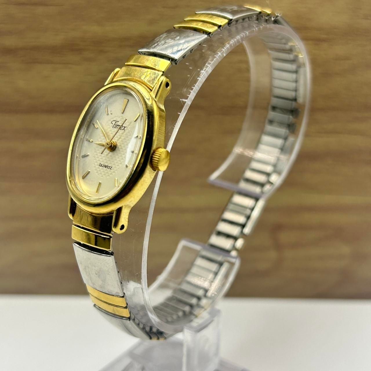 Timex Cavatina Watch Women 18mm Silver Gold Two Tone Stretch Band