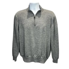 John W Nordstrom Merino Wool Sweater Mens Gray 1/4 Zip Mock Neck XXL