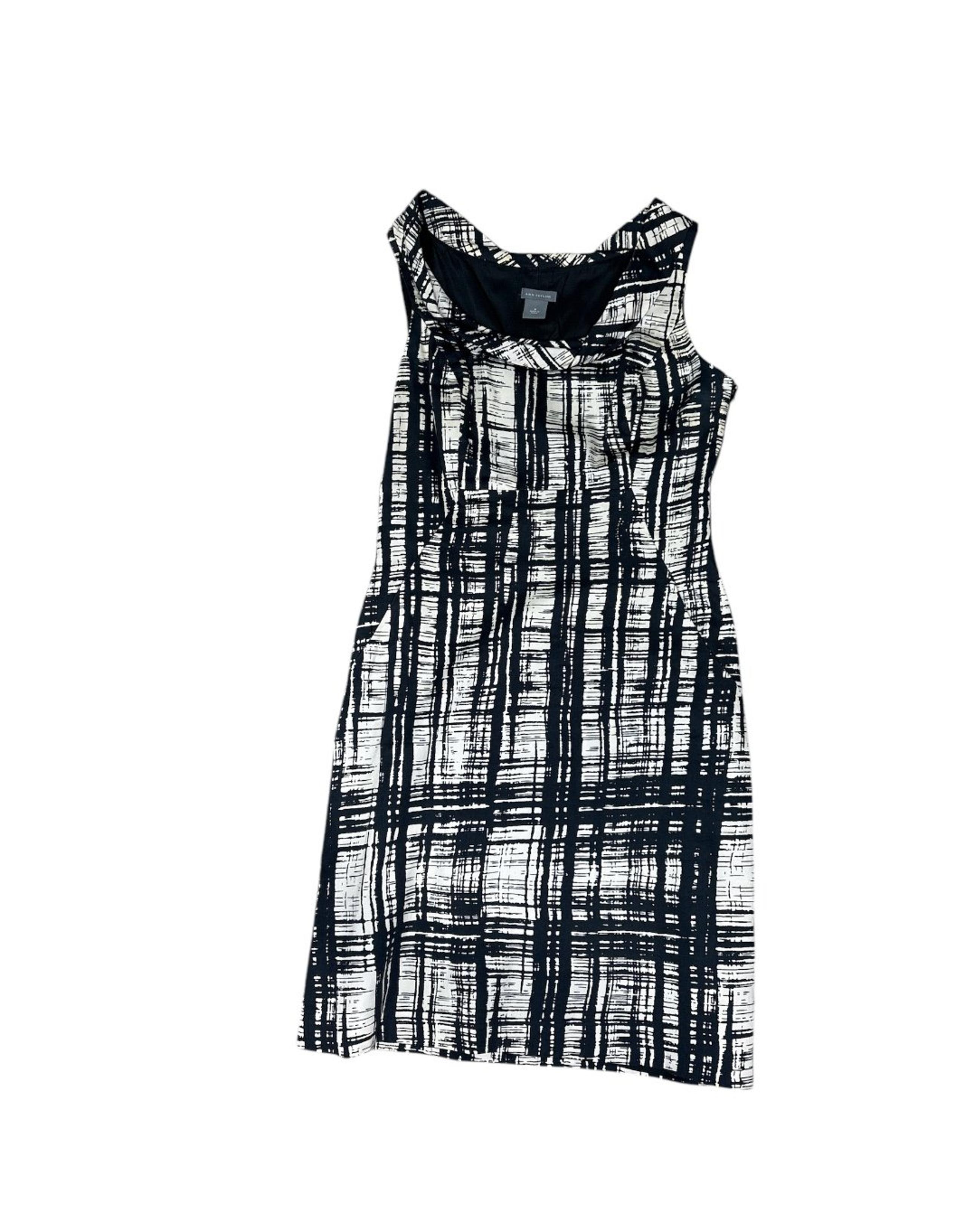 Ann Taylor Sleeveless Sheath Dress Off-White & Black Size 0