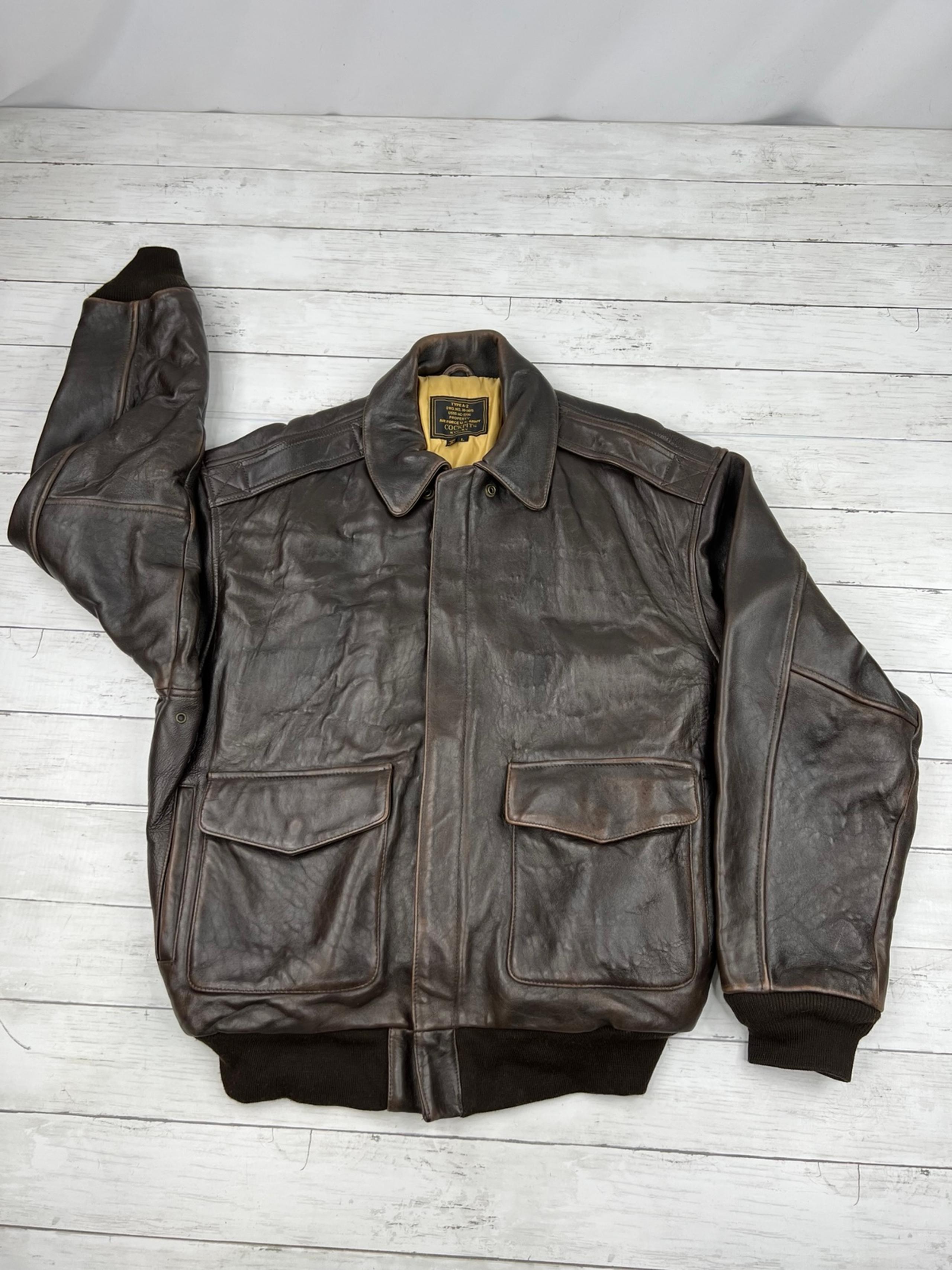 Cockpit USA Type A-2 Brown Genuine Leather Bomber Jacket Size L Men