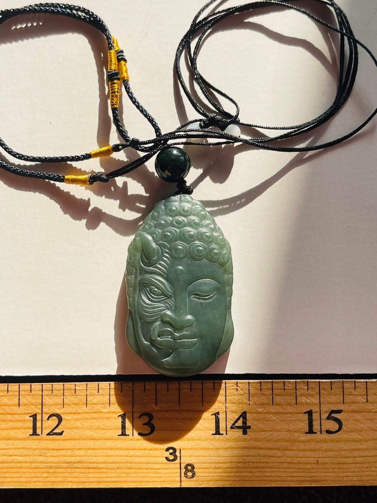 Natural jade necklace，dark green nephrite pendant