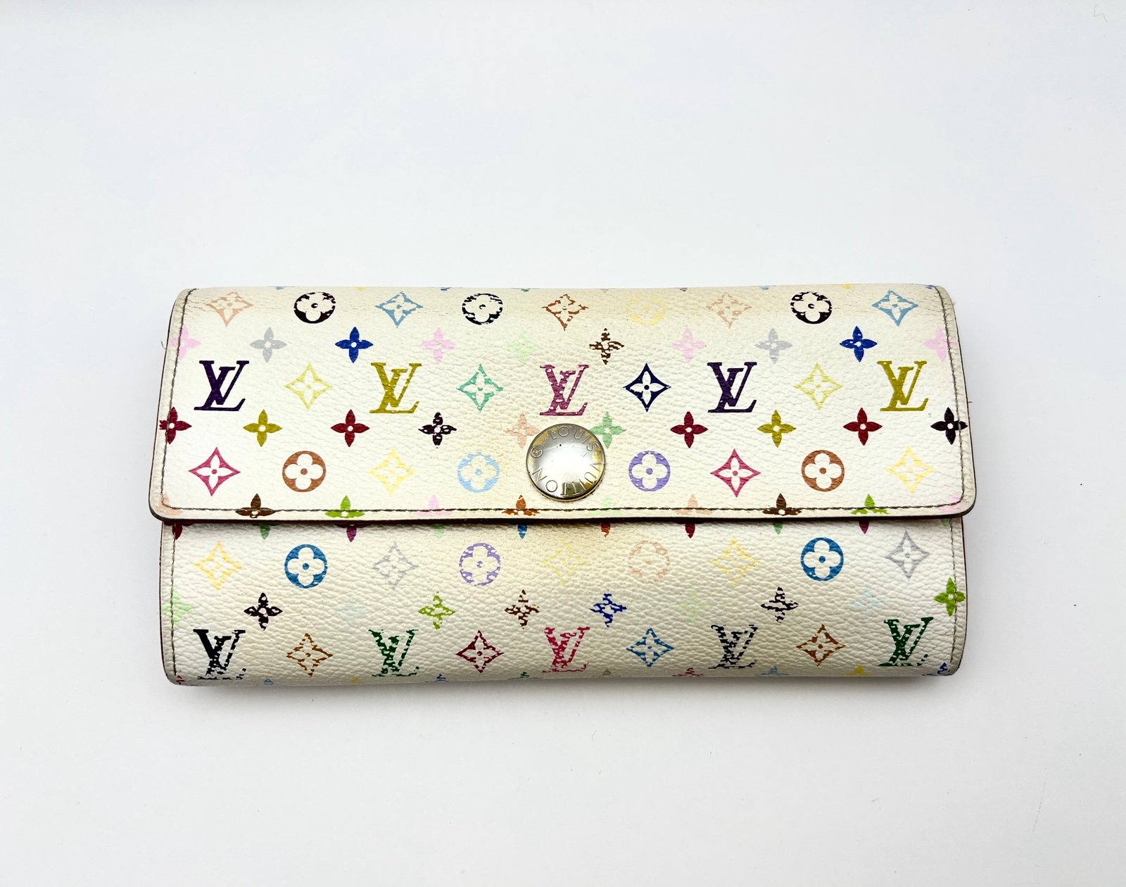 Louis Vuitton Monogram White Multicolor Takashi Murakami Sarah Wallet