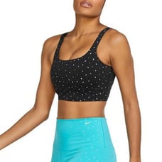 New Nike Dri Fit BTQ Gems Black Sports Bra with Glitter Dots Sz XS