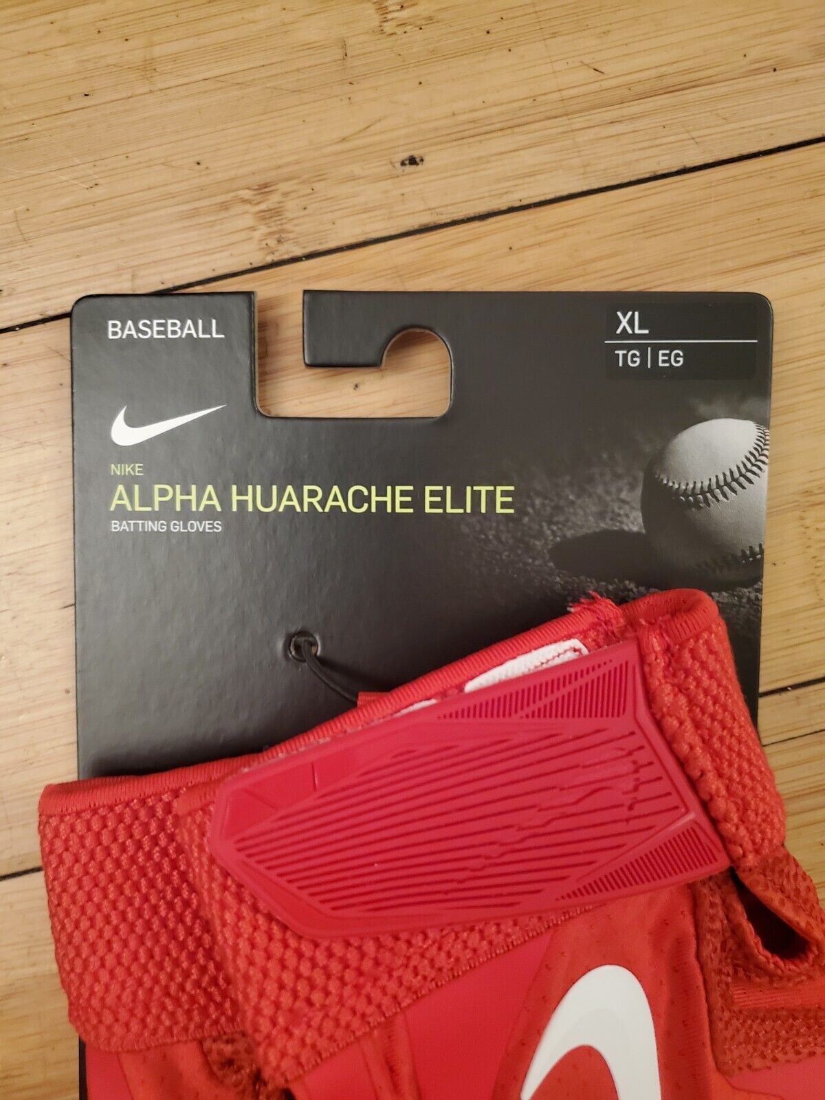 Nike Alpha Huarache Elite Baseball Batting Gloves Large XL Red White CV0720-606