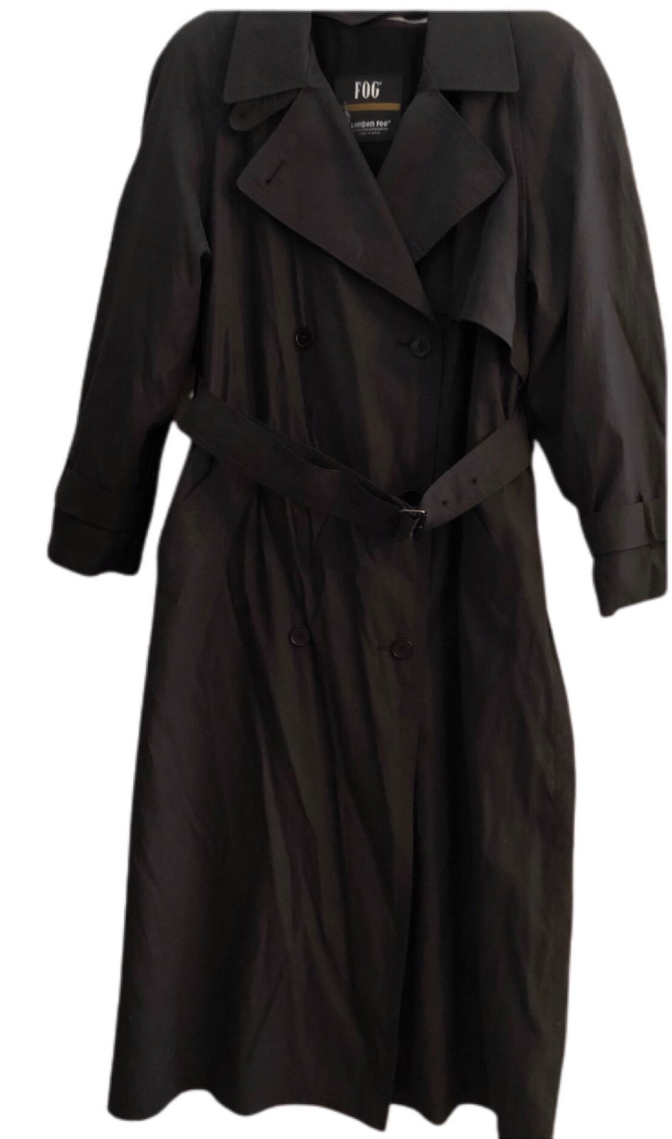London Fog Black Trench Coat With Zip Out Lining Size 10