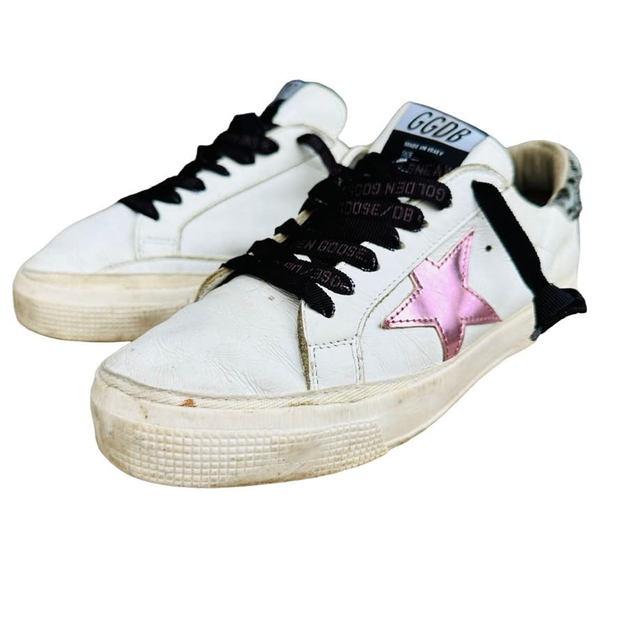 Golden Goose May Leather Low-Top Trainers Sneakers Size 38 GGDB Italy
