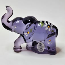 Vtg Fenton Purple Lavender Glass Elephant Hand Painted By S. Miller For Lenox