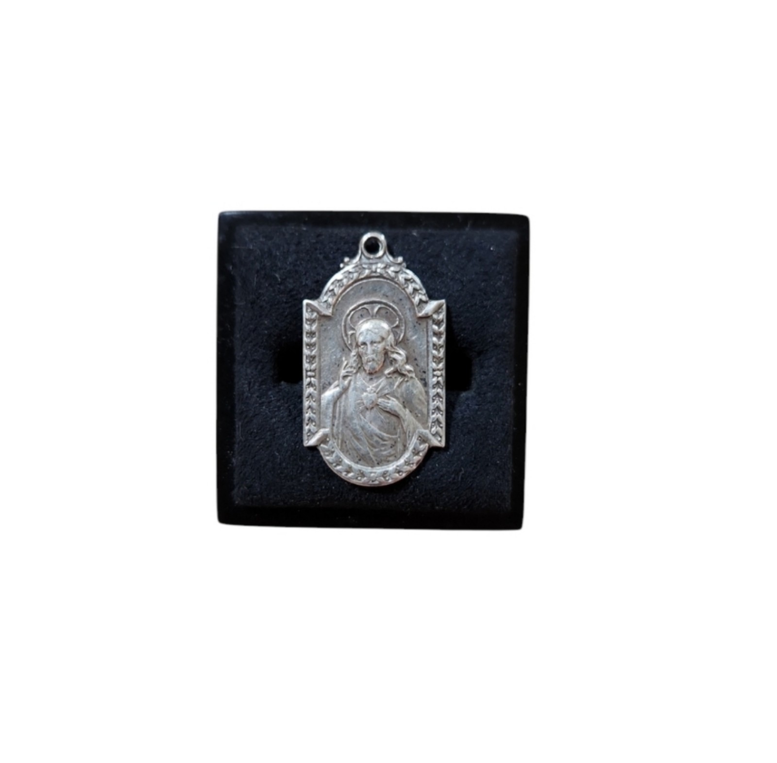 Vintage Sterling Sacred Heart Jesus Our Lady of Mt Carmel Pray For Us Pendant 1