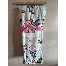 Hello Kitty Soft Plush Throw Blanket with Balloons Hearts Stars Pattern
