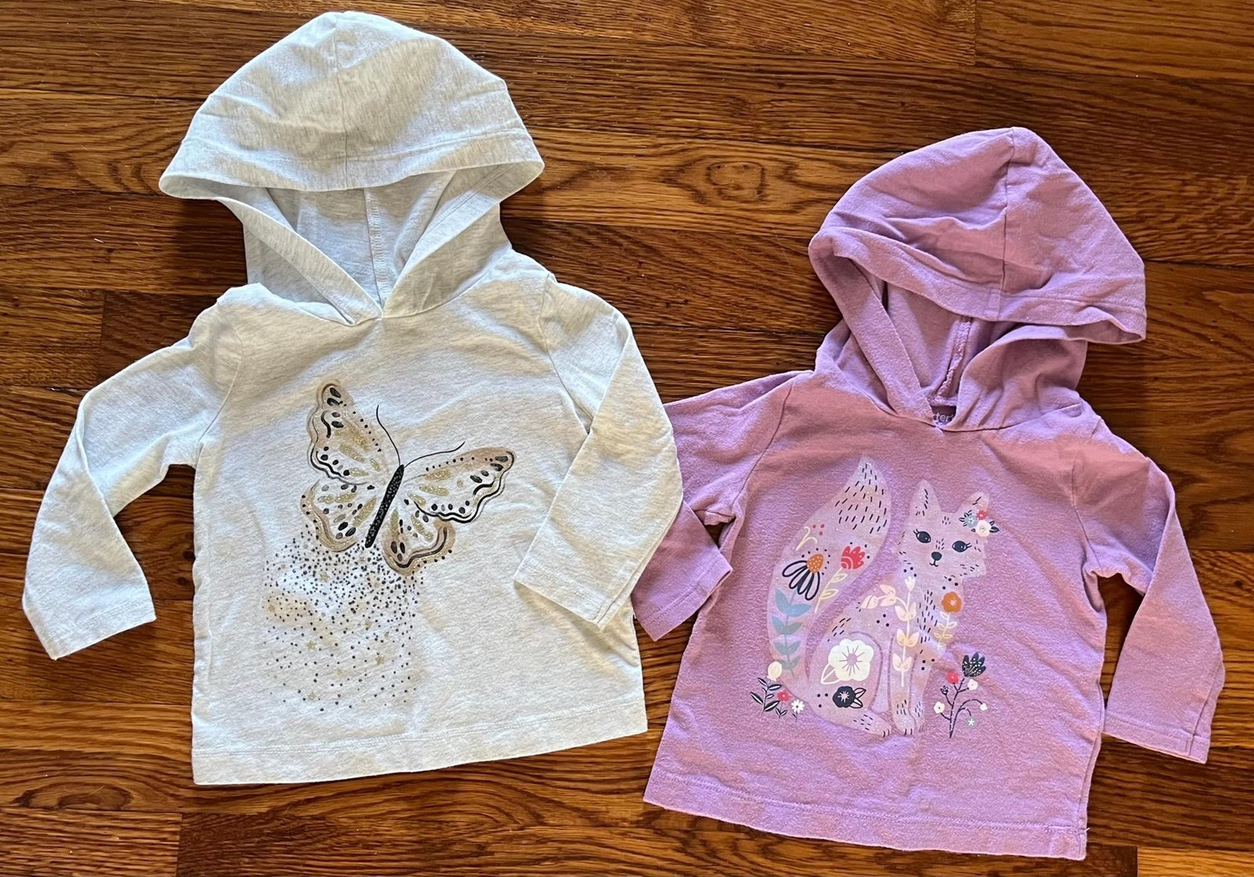 Carter’s Hooded Long-sleeve Graphic T Shirts Set of 2 Size Baby Girl 9M