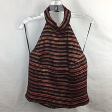Cache Red & Black Striped Halter Top New 10