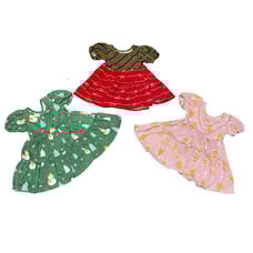 Dot Dot Smile 3 Twirl Puff Sleeve Holiday Dresses Green Red Pink 12-24 Months