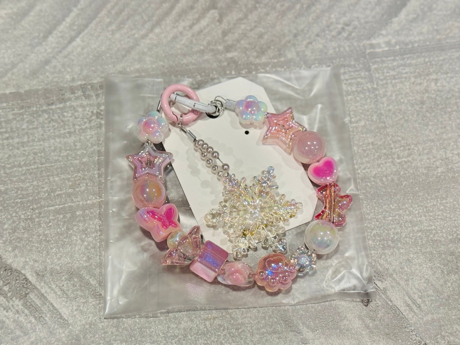Charming Pink Crystal Bead Phone Lanyard Hanging Cord Bracelet