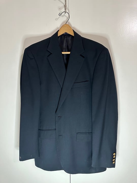 Men's Alan Flusser Navy Blue Sport Coat Jacket sz 44L