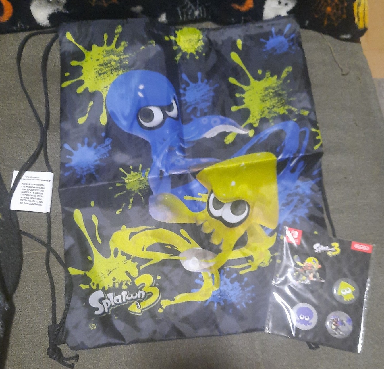PAX East Splatoon 3 Drawstring Bag & Buttons