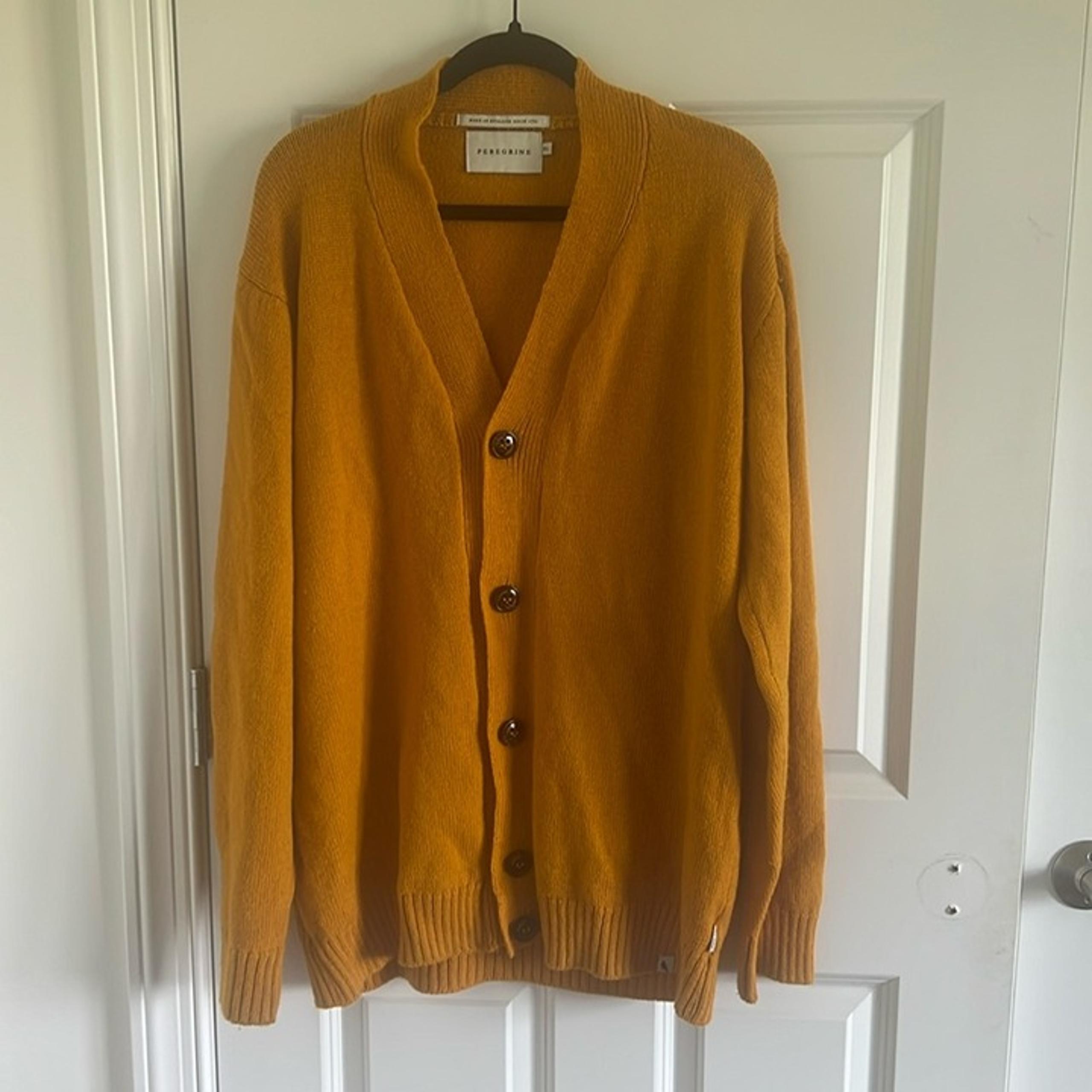 Men's Peregrine XL Mustard Yellow Cardigan Wool
