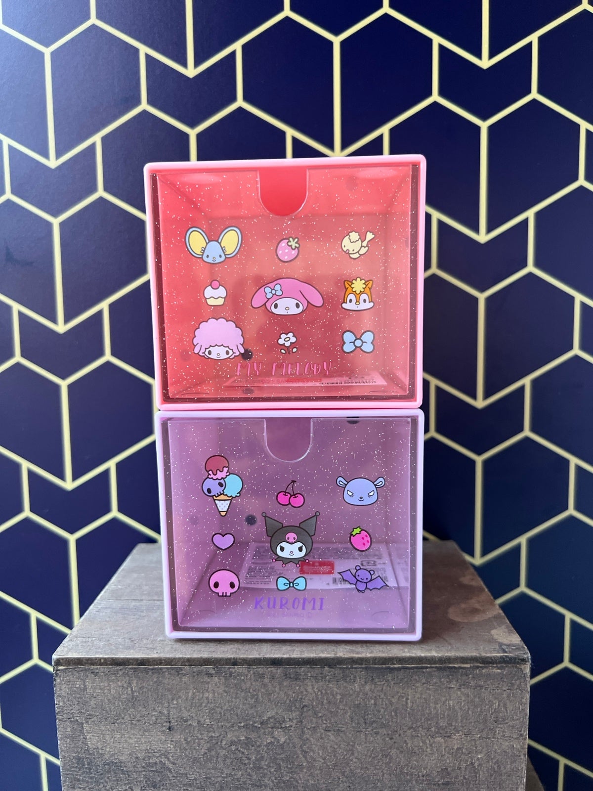 Sanrio My Melody and Kuromi Stacking Stackable Storage Drawer Chest Duo