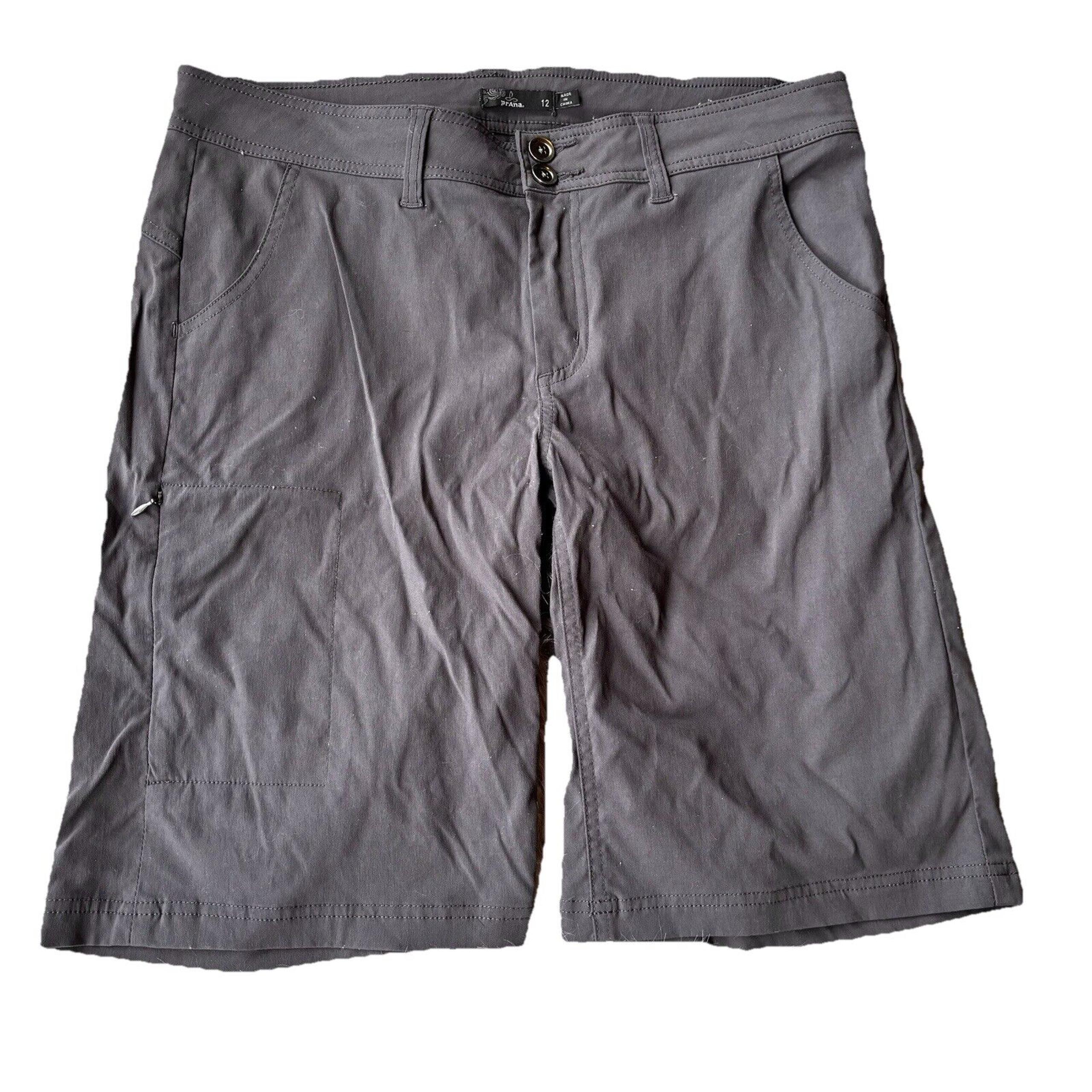 Prana Shorts Sz 12 Womens Outdoor Camping Hiking Gray Bermuda Length Pockets