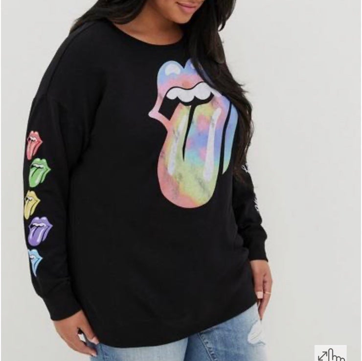 Torrid Tunic Sweatshirt - Cozy Fleece The Rolling Stones Black