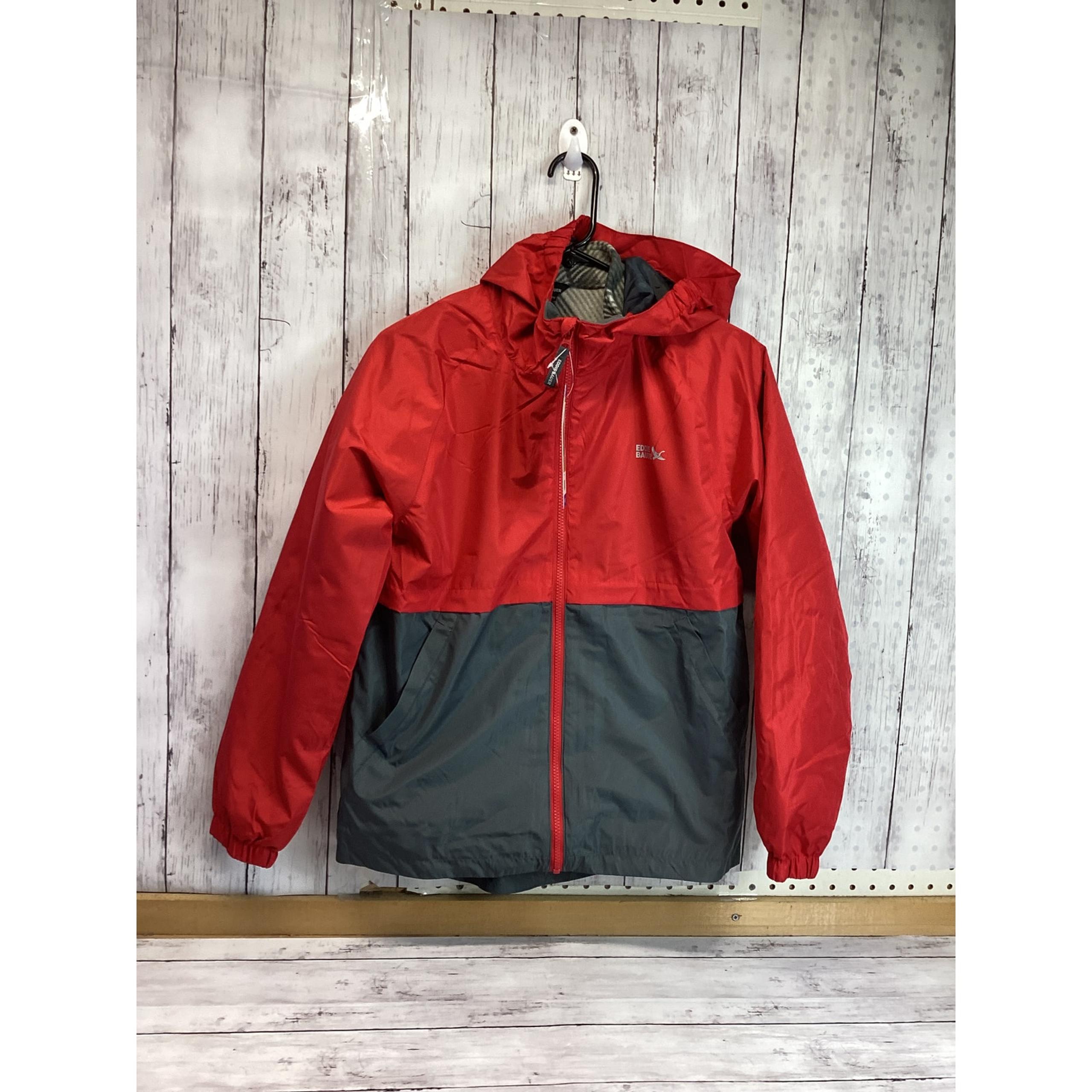 Eddie Bauer Red & Gray Nylon Windbreaker Jacket Kids Boys Large 14/16