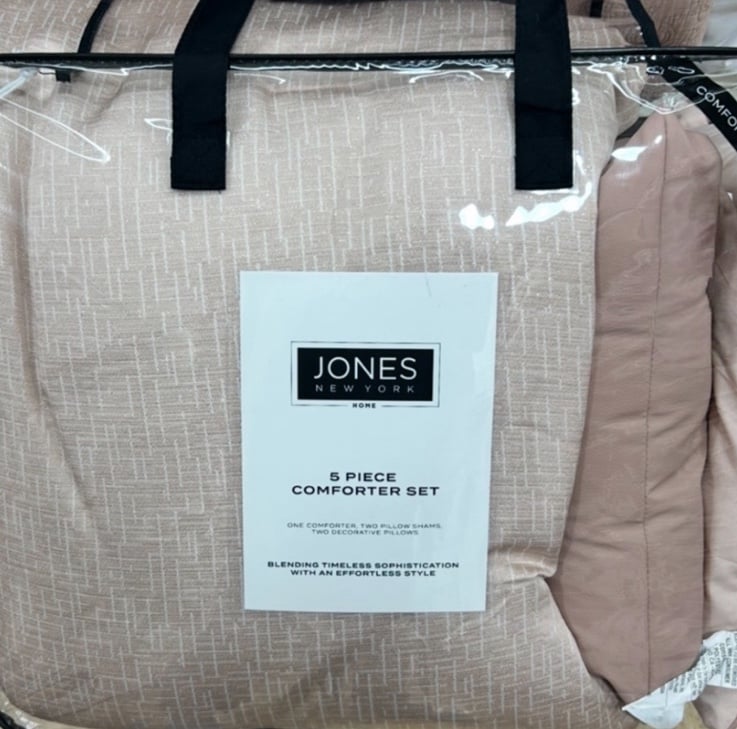 Jones New York Blush Pink with Shimmer 5 Piece Full/Queen Comforter Set 90”x90”
