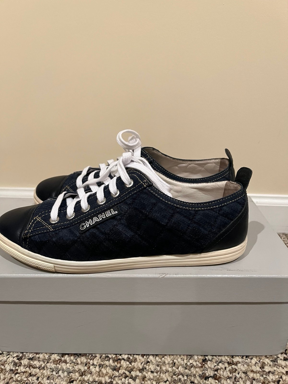 Chanel denim quilted sneakers , Sz 40