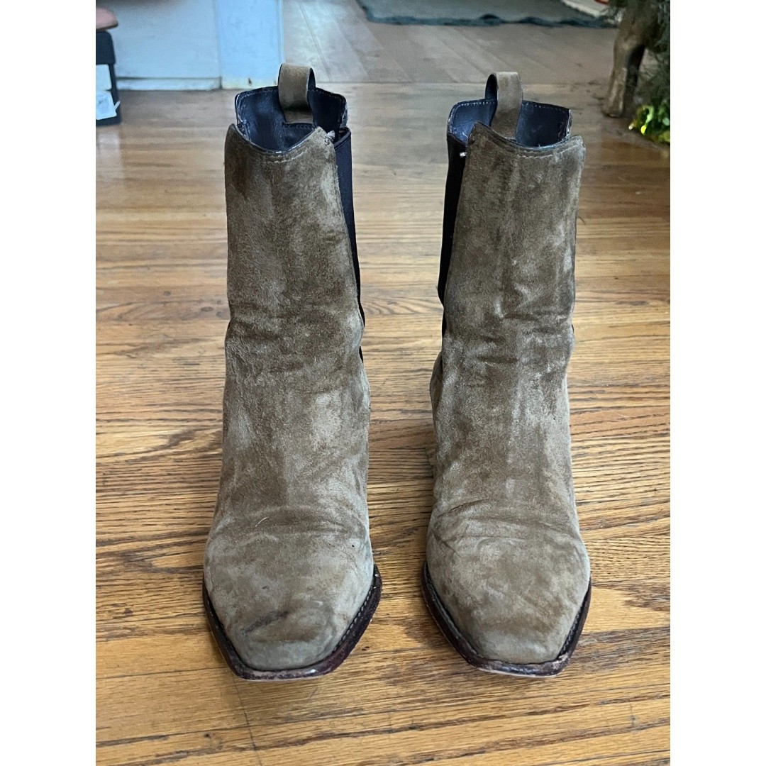 Tory Burch Brown Suede River Rock Medallion Chelsea Shoes Boots Women's Size 7