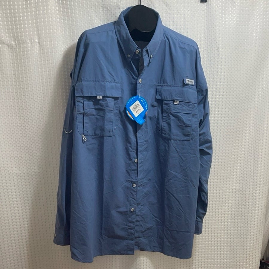 Columbia Men’s 3XT PFG Bahama™ II Long Sleeve Gulf Stream Blue Fishing Shirt NWT