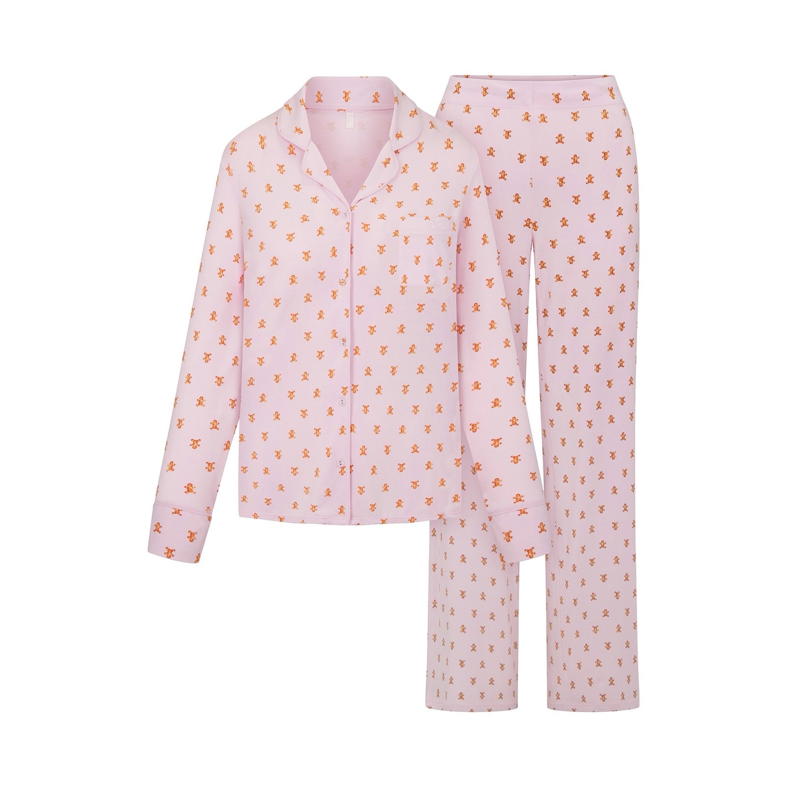 Skims | Cherry Blossom Gingerbread | Button Up Long Sleep Pajama Set Size 2XL