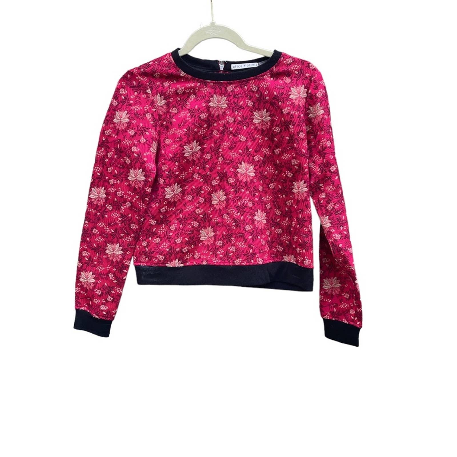 ALICE + OLIVIA MARYLOU JACQUARD ZIP BACK TOP