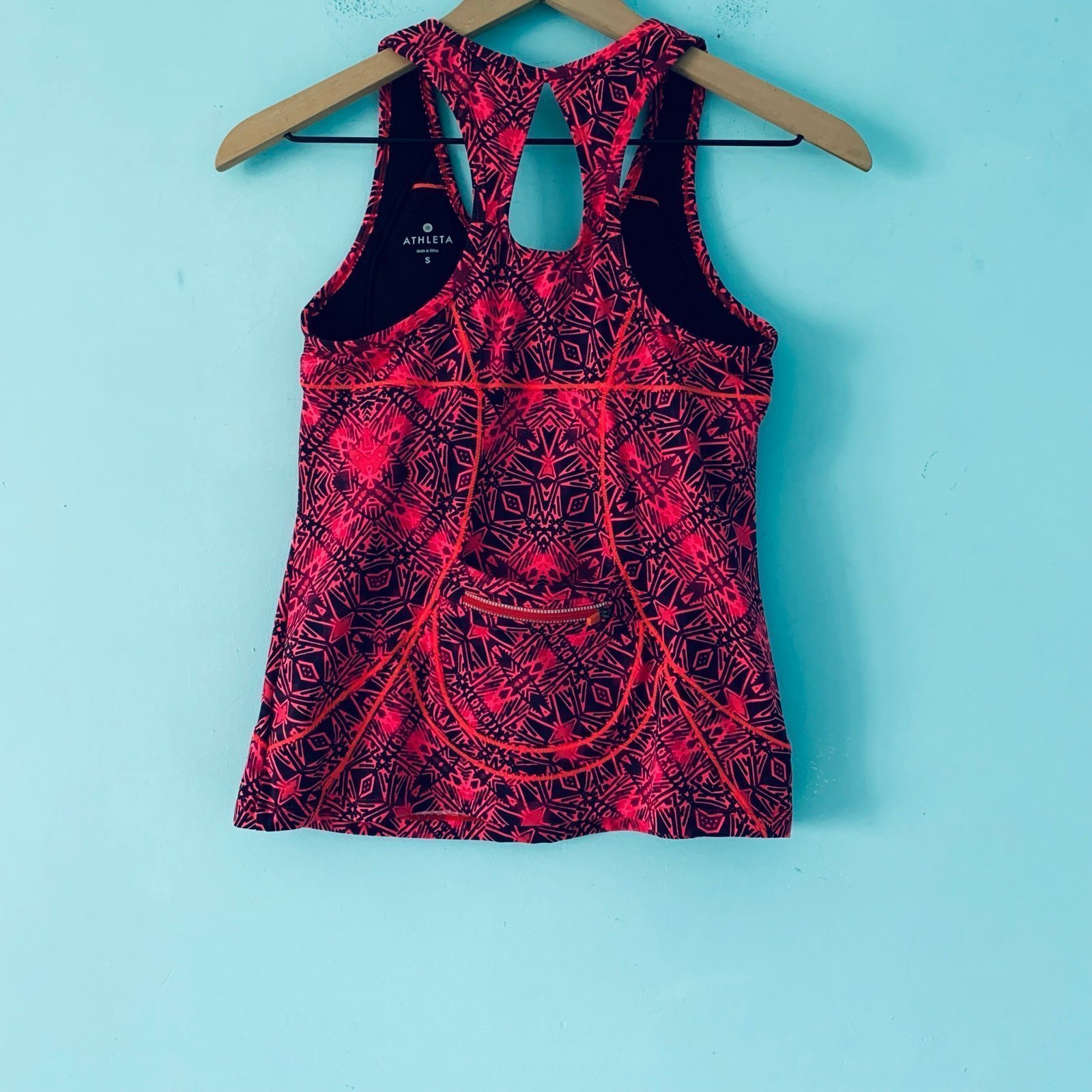 Athleta Energy Cairo Cycling High Impact Geo Tank S Built In Bra Zip Pocket Rare