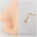 14K White Gold CZ Diamond L-Bend Stud Nose Ring, NWT