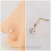 14K White Gold CZ Diamond L-Bend Stud Nose Ring, NWT