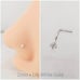 14K White Gold CZ Diamond L-Bend Stud Nose Ring, NWT
