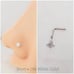 14K White Gold CZ Diamond L-Bend Stud Nose Ring, NWT